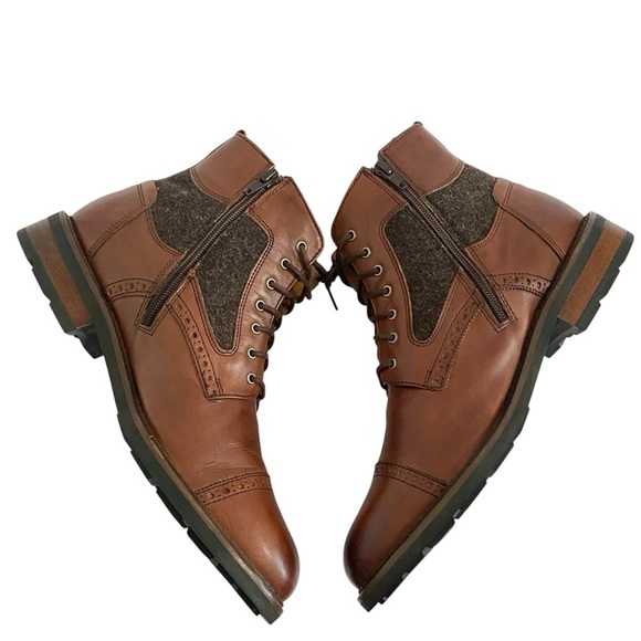 Johnston & Murphy Fullerton Leather Cap Toe Lace Up Boots Size 9 Brogue EUC main image 4